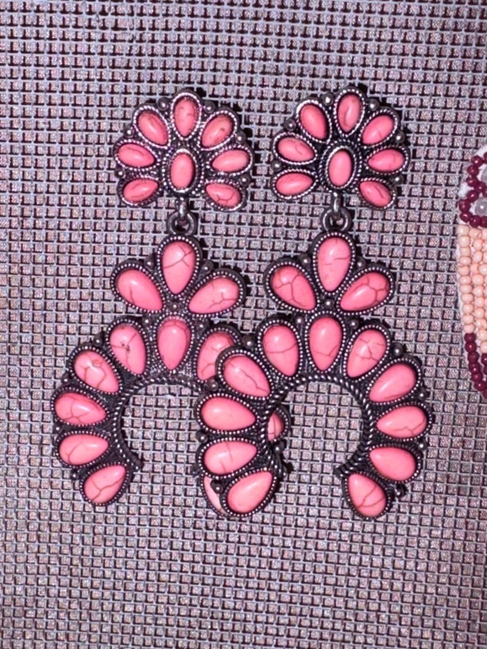 Pink Teardrop Floral Statement Earrings - Women Jewelry